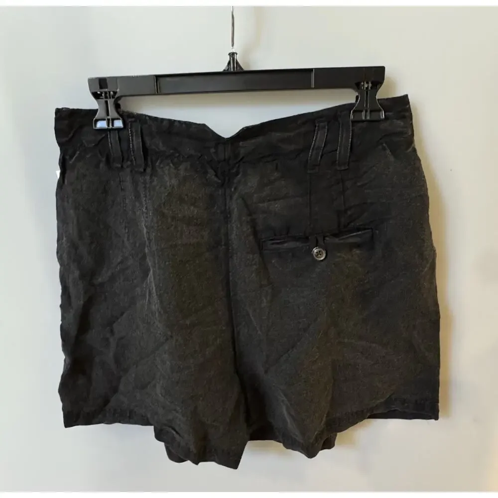 Free People Womens Black Calla Pleated Hi Rise Slash Pockets Trouser Shorts 6